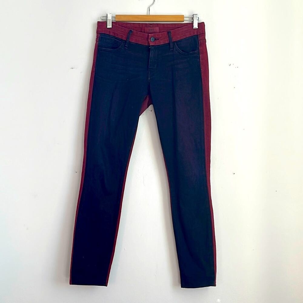 Koral color block stretch mid rise skinny jeans sz 27